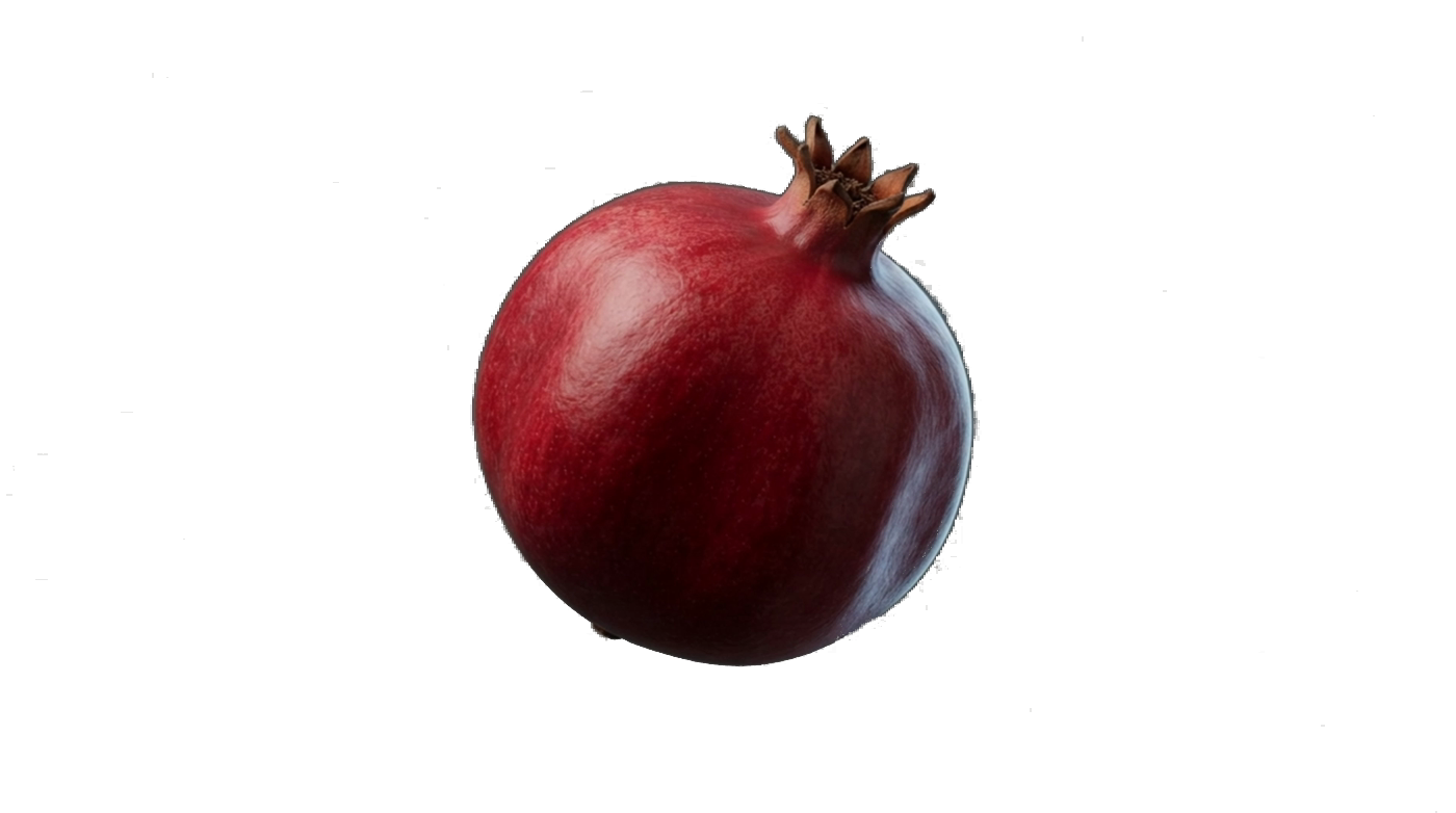Granatapfel, der sich in Schale, Kammern und Kerne öffnet